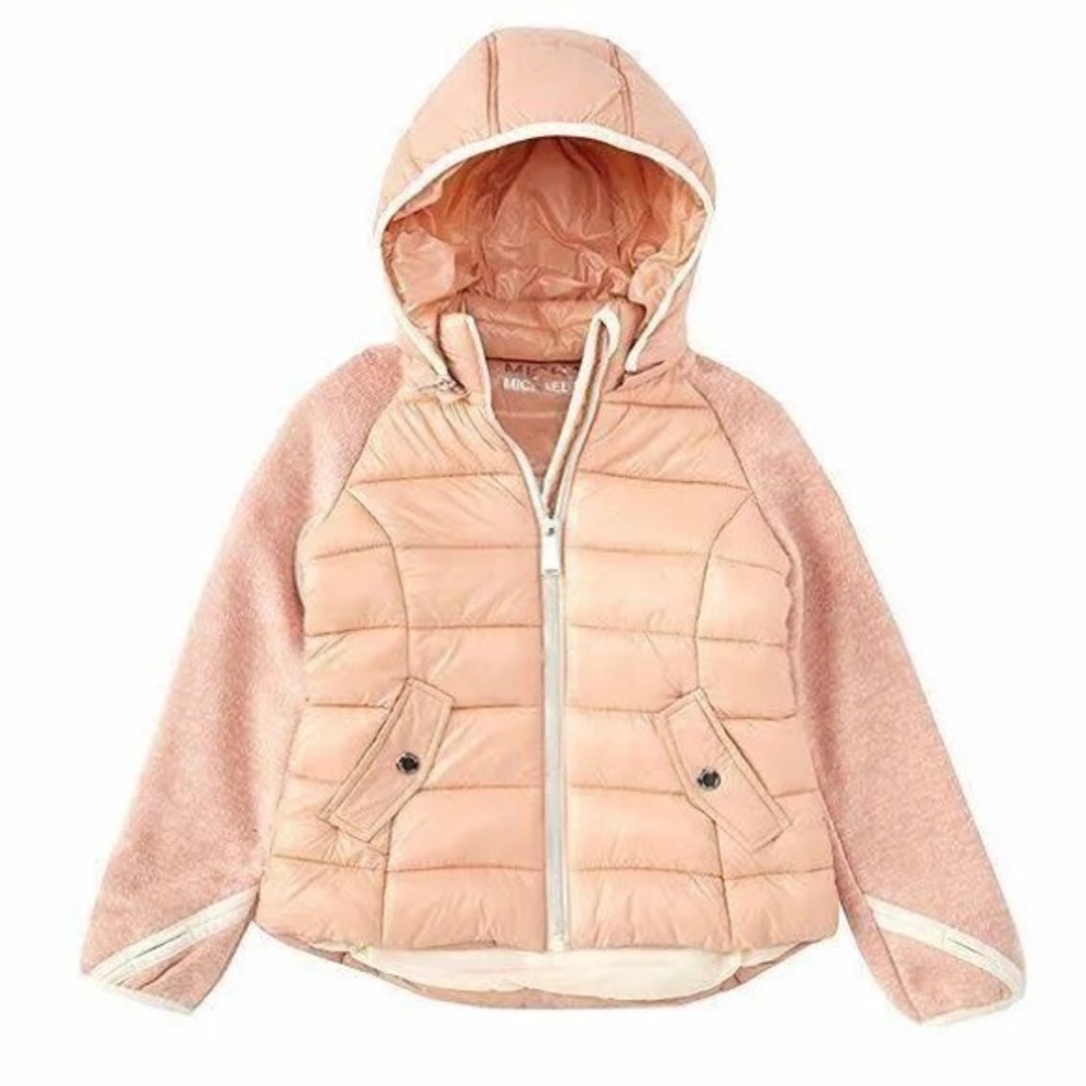 MICHAEL KORS Girls Blush Pink Quilted Puffer jacket